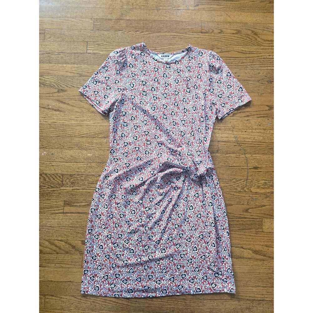 Boden Womens Floral Print Knot Front Jersey Dress Comfort Size 12R